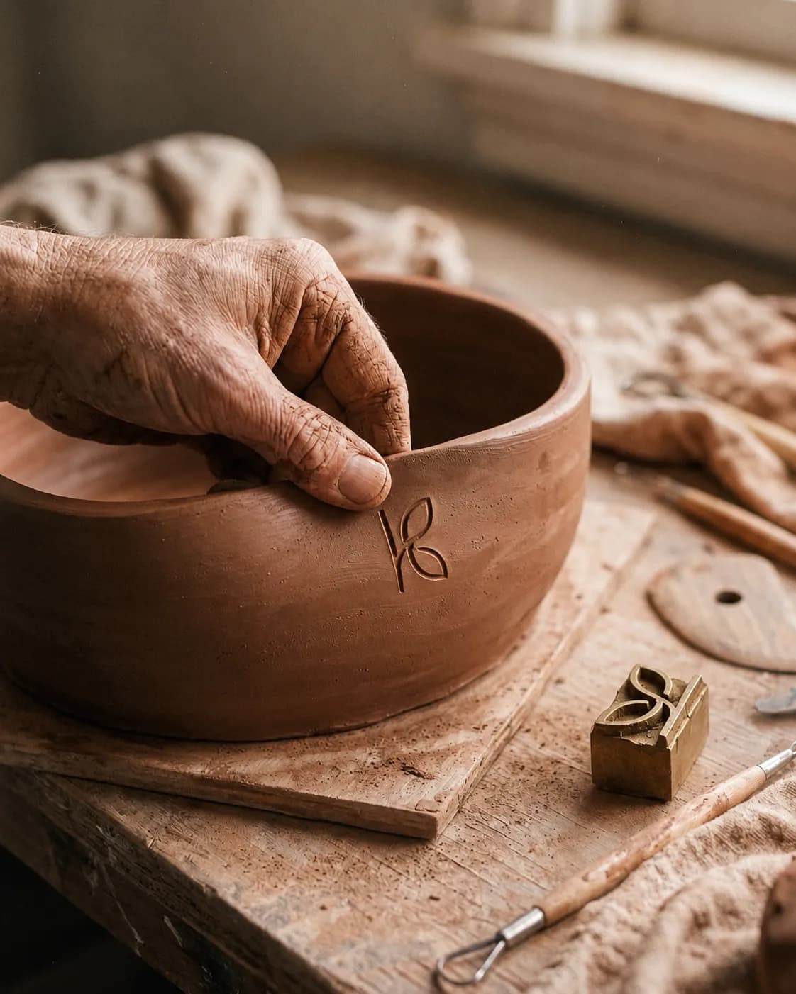Pieza de cerámica marcada