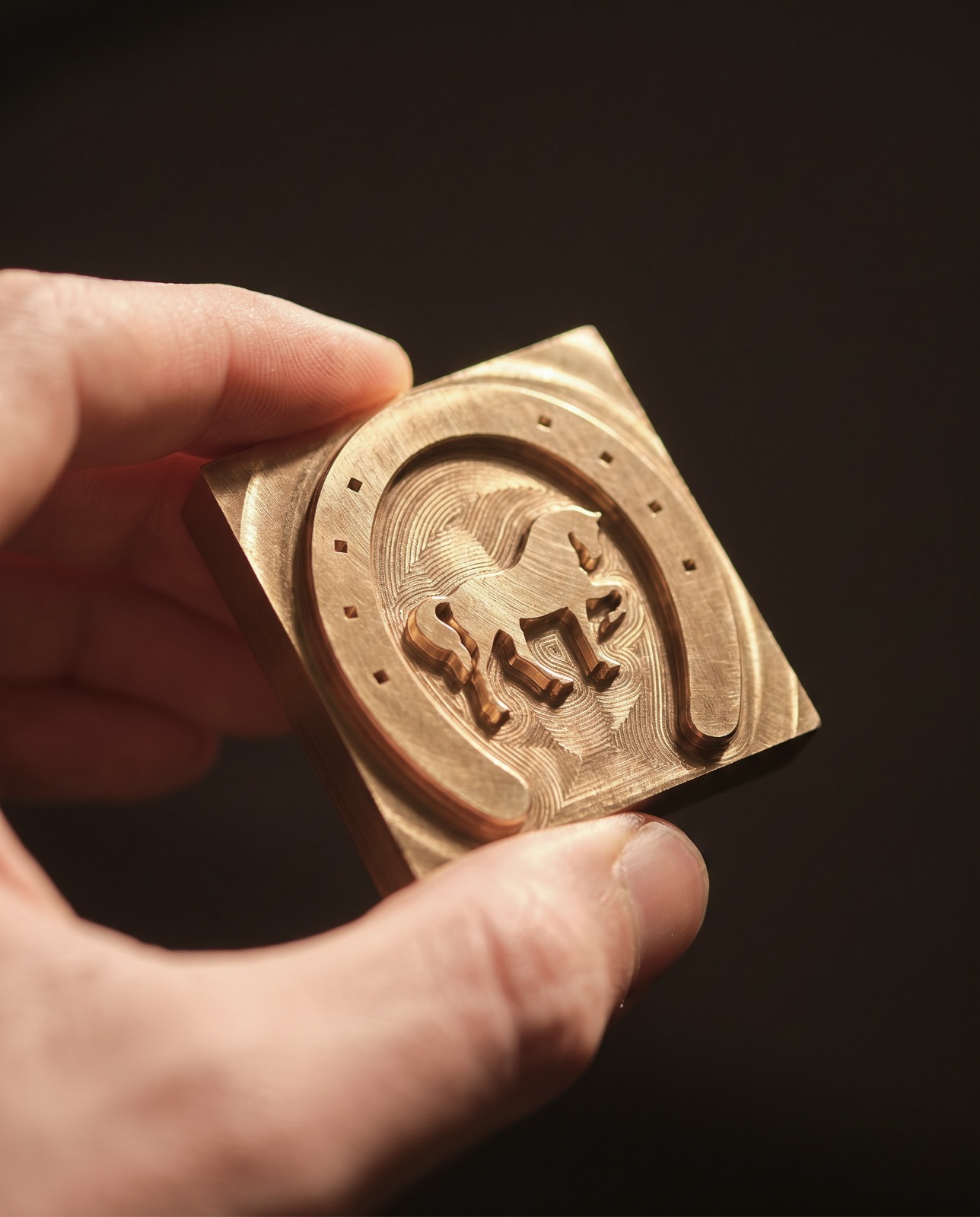 Sello de bronce personalizado con diseño en relieve